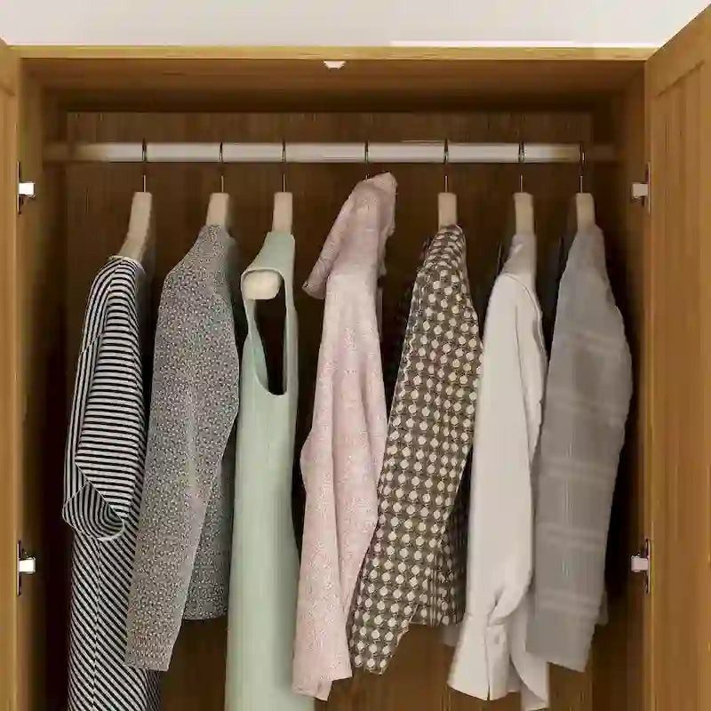 Wood Wardrobe – 2 Doors, 2 Drawers, Hanging Rod, 26.7W x 60.3H, Storage Organizer - Image 9