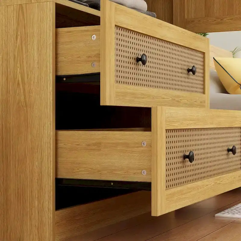 Wood Wardrobe – 2 Doors, 2 Drawers, Hanging Rod, 26.7W x 60.3H, Storage Organizer - Image 10