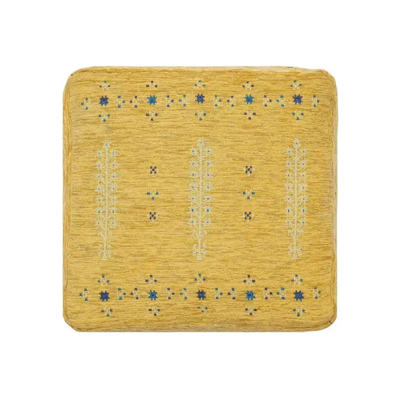 Pouf Ottoman – Yellow, Abstract Geometric Pattern, 18 Diameter - Image 3