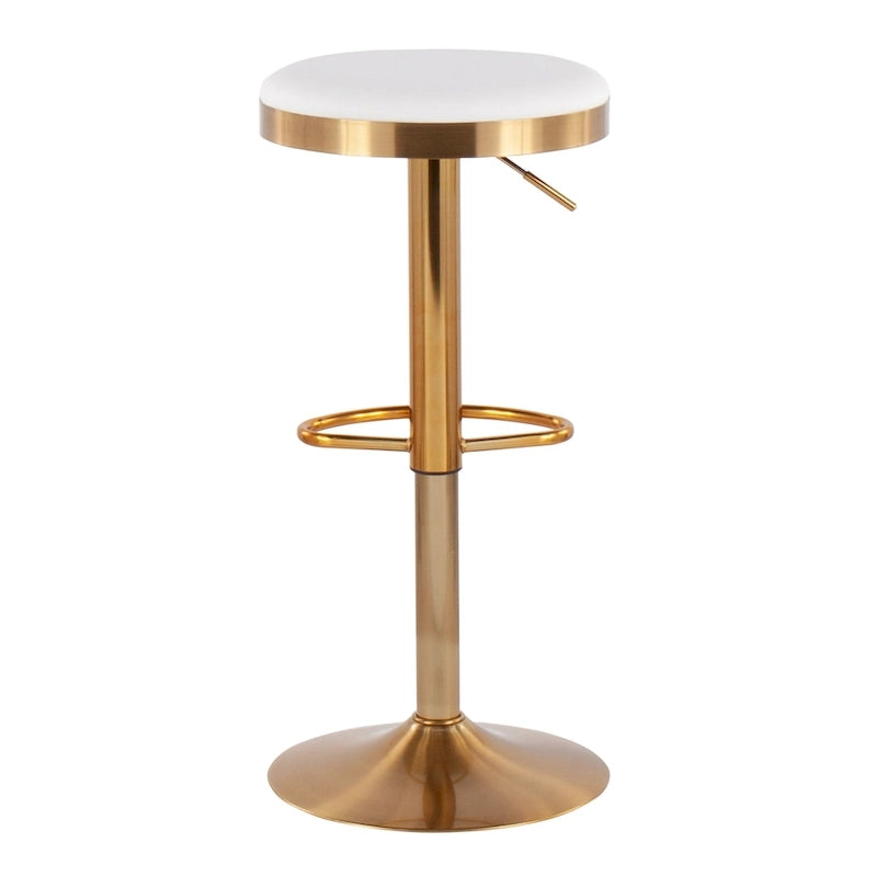 Gold Steel Barstool with Upholstered Seat – Set of 2 – Adjustable Height 23-31.75H - Image 13