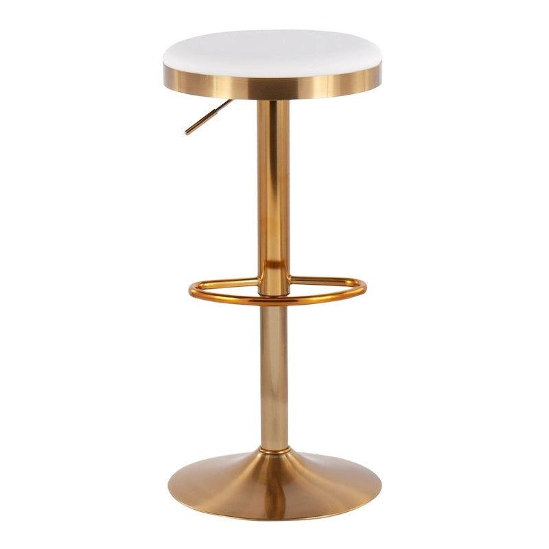 Gold Steel Barstool with Upholstered Seat – Set of 2 – Adjustable Height 23-31.75H - Image 14