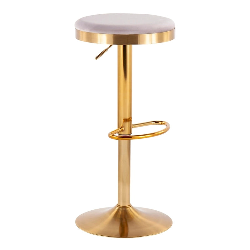 Gold Steel Barstool with Upholstered Seat – Set of 2 – Adjustable Height 23-31.75H - Image 16