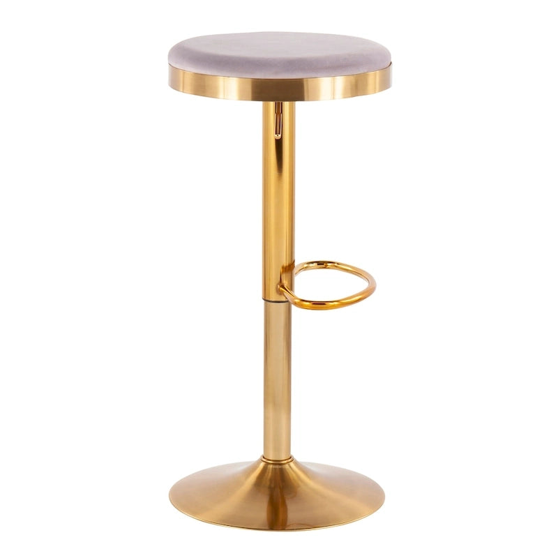 Gold Steel Barstool with Upholstered Seat – Set of 2 – Adjustable Height 23-31.75H - Image 18