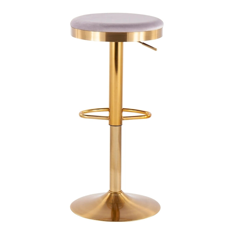 Gold Steel Barstool with Upholstered Seat – Set of 2 – Adjustable Height 23-31.75H - Image 19