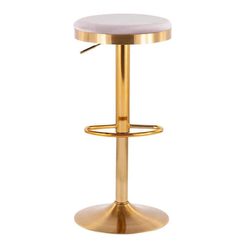 Gold Steel Barstool with Upholstered Seat – Set of 2 – Adjustable Height 23-31.75H - Image 20