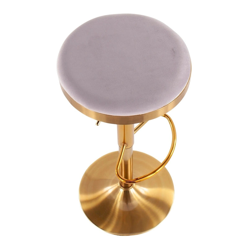Gold Steel Barstool with Upholstered Seat – Set of 2 – Adjustable Height 23-31.75H - Image 21