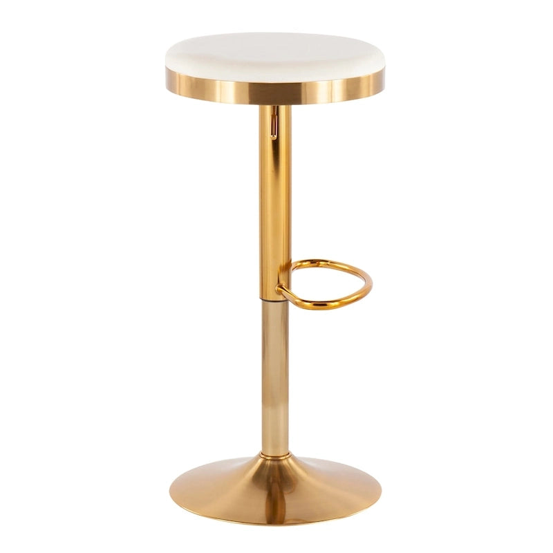 Gold Steel Barstool with Upholstered Seat – Set of 2 – Adjustable Height 23-31.75H - Image 25