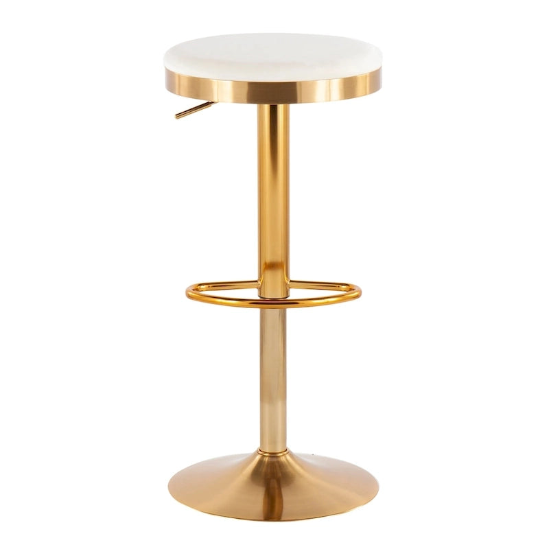 Gold Steel Barstool with Upholstered Seat – Set of 2 – Adjustable Height 23-31.75H - Image 27