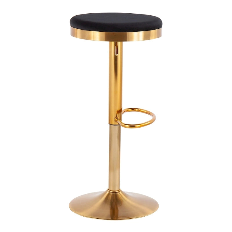 Gold Steel Barstool with Upholstered Seat – Set of 2 – Adjustable Height 23-31.75H - Image 31