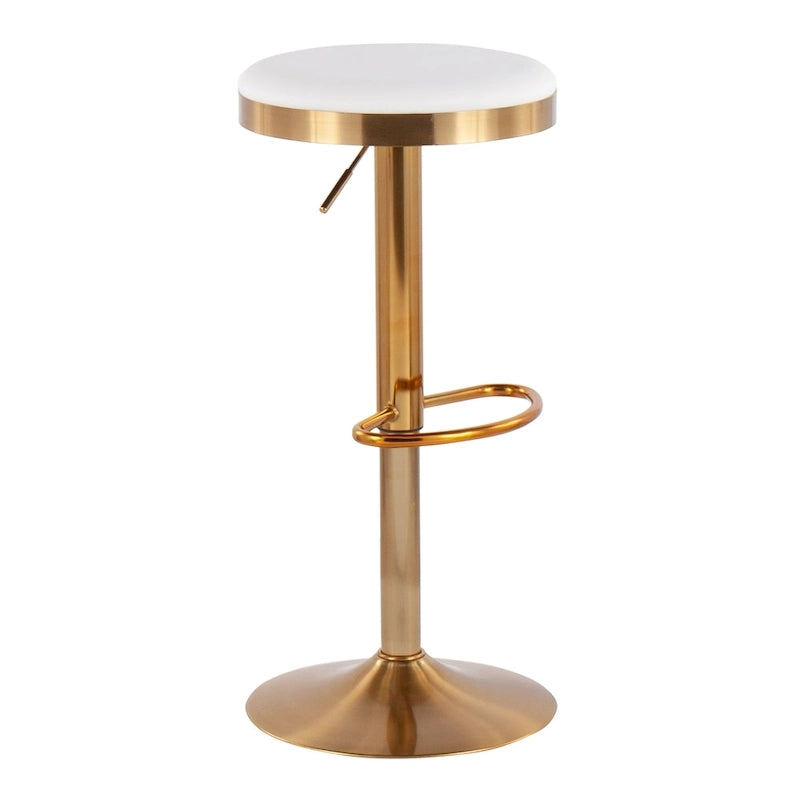 Gold Steel Barstool with Upholstered Seat – Set of 2 – Adjustable Height 23-31.75H - Image 9