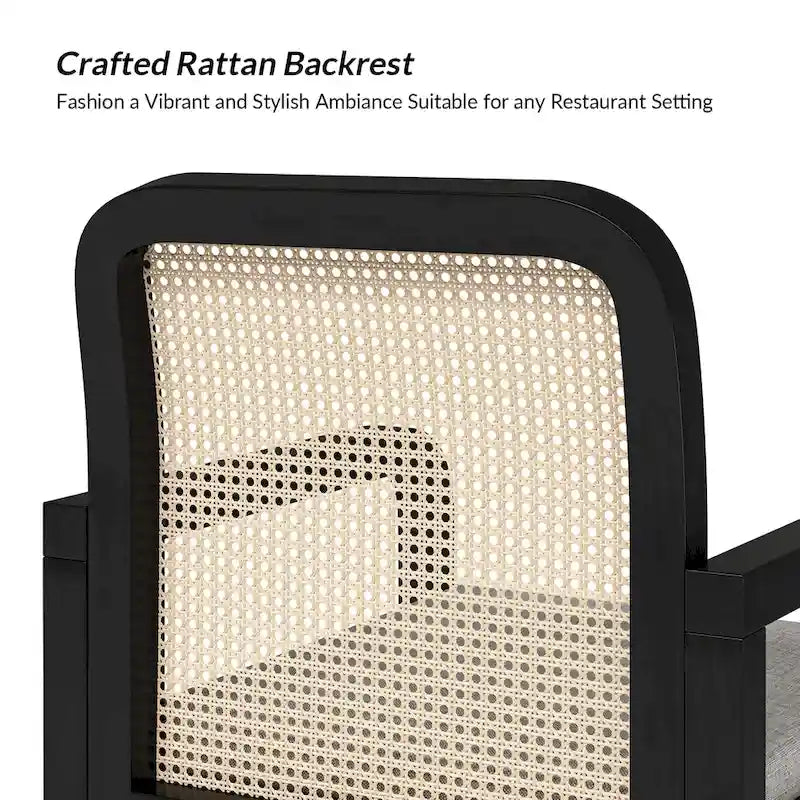 Modern Rattan Back Dining Chair with Removable Cushion – Rubber Wood Frame, Linen Upholstery - Image 10