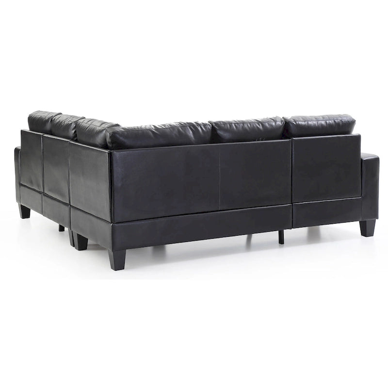 L-Shape Sectional Sofa – Black Faux Leather, Tufted, Pocket Coil, 69W x 29H, Compact Design - Image 4