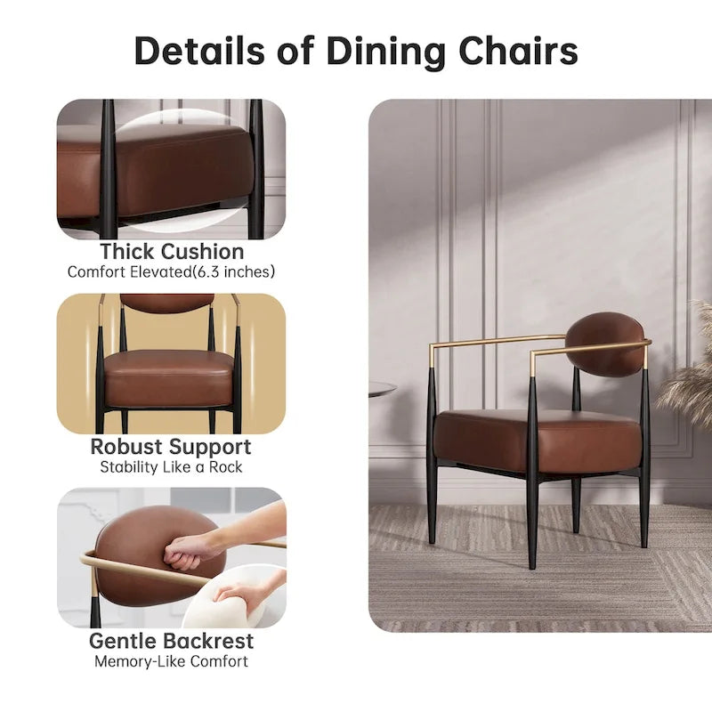 Mid-Century Armchair - Velvet/Faux Leather, Iron Frame, 24W x 30.5H, Single Seat, 330 lbs Capacity - Image 11