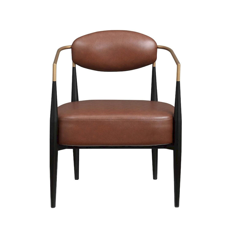 Mid-Century Armchair - Velvet/Faux Leather, Iron Frame, 24W x 30.5H, Single Seat, 330 lbs Capacity - Image 15
