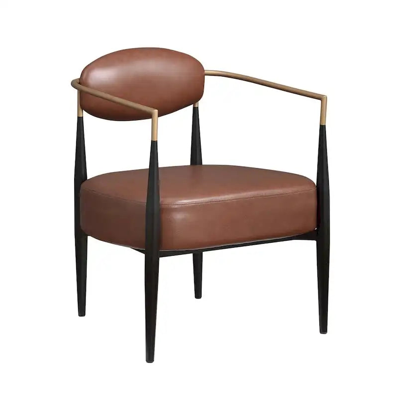 Mid-Century Armchair - Velvet/Faux Leather, Iron Frame, 24W x 30.5H, Single Seat, 330 lbs Capacity - Image 16