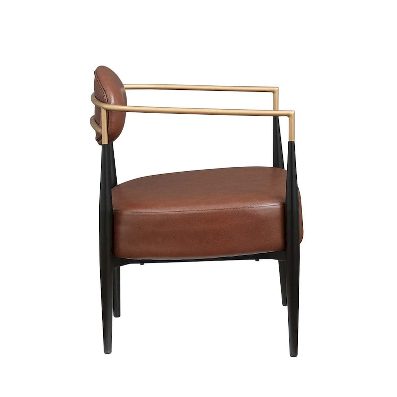 Mid-Century Armchair - Velvet/Faux Leather, Iron Frame, 24W x 30.5H, Single Seat, 330 lbs Capacity - Image 17