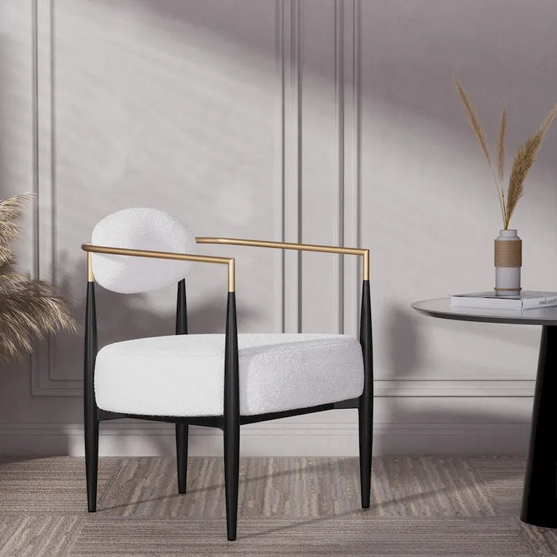 Mid-Century Armchair - Velvet/Faux Leather, Iron Frame, 24W x 30.5H, Single Seat, 330 lbs Capacity - Image 3