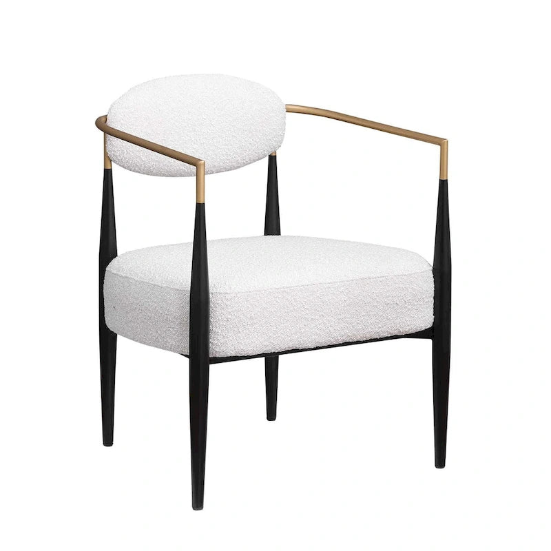 Mid-Century Armchair - Velvet/Faux Leather, Iron Frame, 24W x 30.5H, Single Seat, 330 lbs Capacity - Image 25