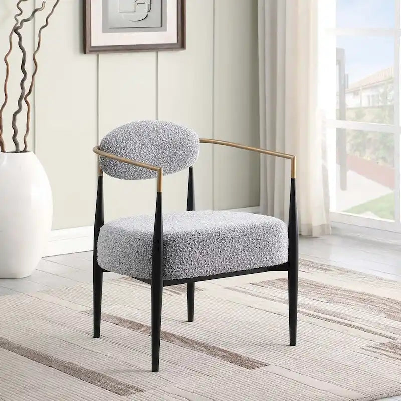 Mid-Century Armchair - Velvet/Faux Leather, Iron Frame, 24W x 30.5H, Single Seat, 330 lbs Capacity - Image 28