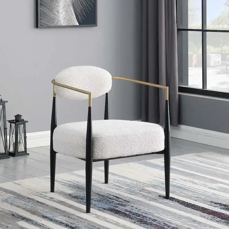 Mid-Century Armchair - Velvet/Faux Leather, Iron Frame, 24W x 30.5H, Single Seat, 330 lbs Capacity - Image 4