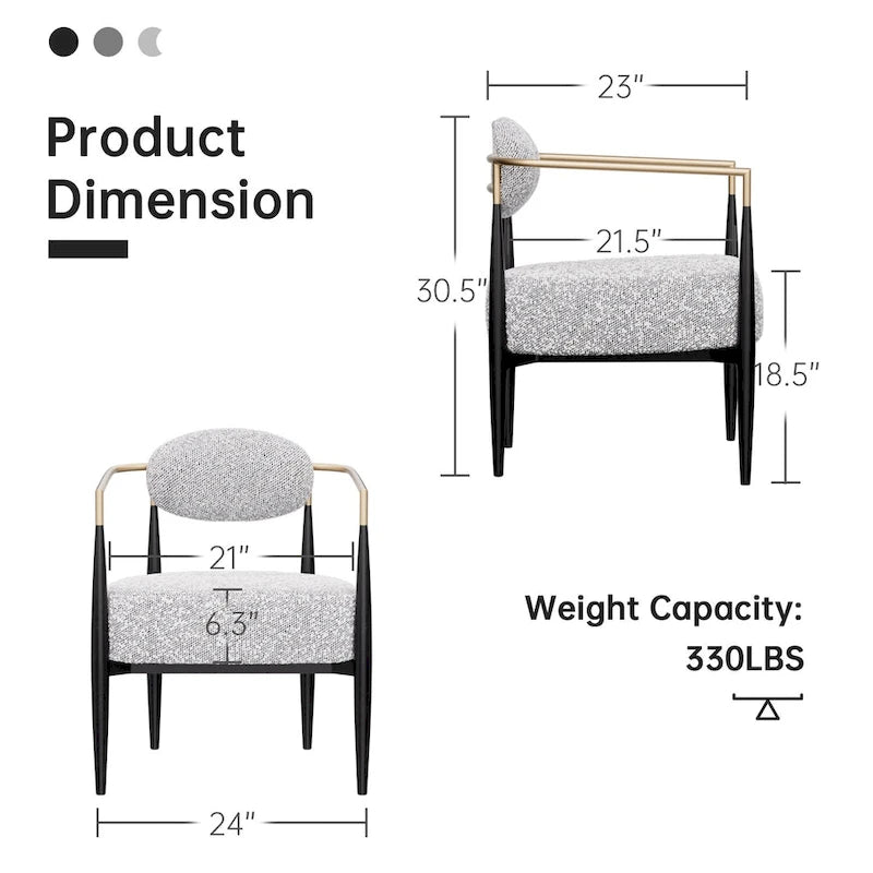 Mid-Century Armchair - Velvet/Faux Leather, Iron Frame, 24W x 30.5H, Single Seat, 330 lbs Capacity - Image 32
