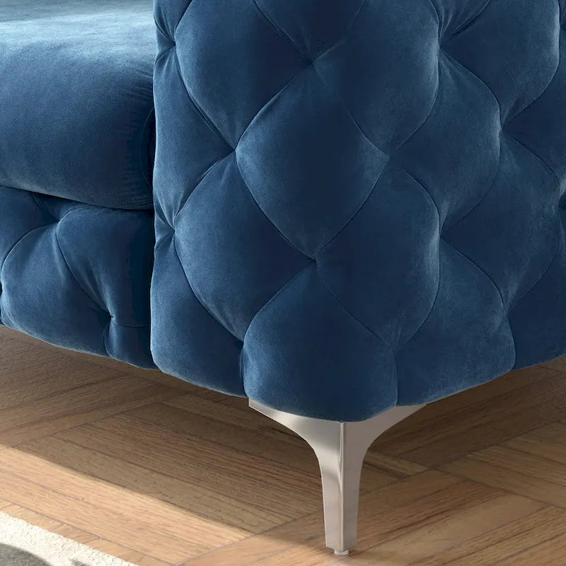 Chesterfield Club Chair – Velvet, Diamond Tufted, Chrome Legs, 39.5W x 25.1H, Single Seat - Image 13
