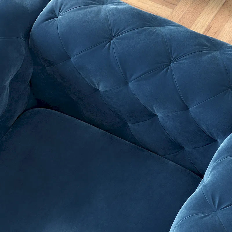 Chesterfield Club Chair – Velvet, Diamond Tufted, Chrome Legs, 39.5W x 25.1H, Single Seat - Image 15