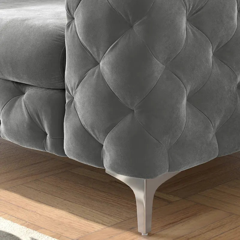 Chesterfield Club Chair – Velvet, Diamond Tufted, Chrome Legs, 39.5W x 25.1H, Single Seat - Image 19