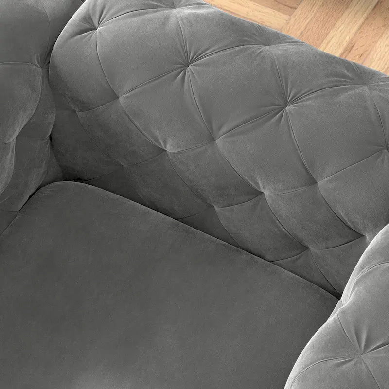 Chesterfield Club Chair – Velvet, Diamond Tufted, Chrome Legs, 39.5W x 25.1H, Single Seat - Image 21