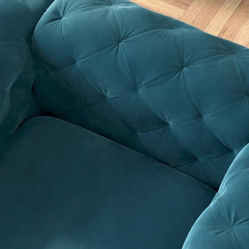 Chesterfield Club Chair – Velvet, Diamond Tufted, Chrome Legs, 39.5W x 25.1H, Single Seat - Image 9